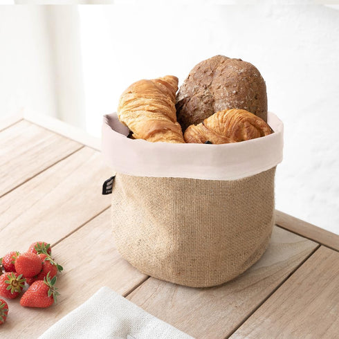 IWAS Upcycled Bread Basket With Liner | Made From Coffee Sacks |