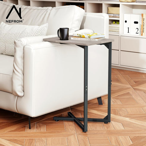 NEFROM ET-X-GY1 C-Shaped End Table, Small Couch Side Table, Sofa TV Tray Table for Living Room, Bedroom, Bedside