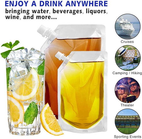 Concealable Reusable Cruise Sneak Flask Liquor Kit, Travel Plastic Flasks for Sneak Drink (6-5-0 Kit)