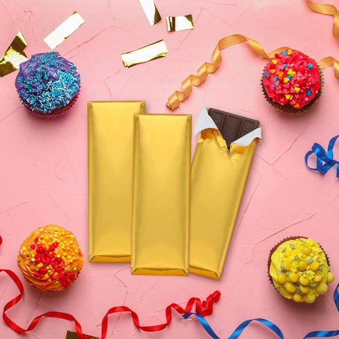 200 7.5 6 Inch Packing Tanlade Pcs Gold Chocolate Bar Wrappers Bulk with Thick Paper Backing, x Aluminum Foil Candy