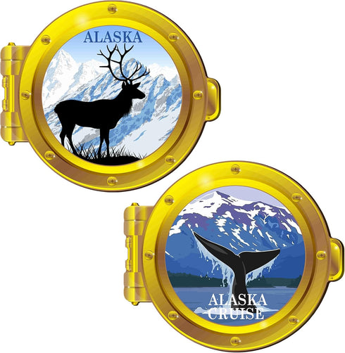 2 Pcs Alaska Cruise Door Decoration Magnets - Refrigerator Essentials for Cruise Ship Cabin Gift