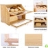 Counter, HOMEKOKO Double Layer Large Bread Box for Kitchen Wooden Large Capacity Bread Storage Bin (Natural Bamboo)