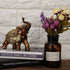 Golden Elephant Statue - Resin & Wood Grain Collectible Figurine, Feng Shui Lucky Sculpture for Home TV Cabinet