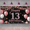 13th Birthday Decorations Backdrop Banner, Happy 13th Birthday Sign for Girls, Rose Gold Photography Background