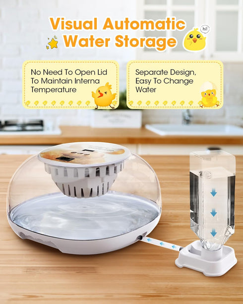 12 360 Incubators for Hatching Eggs, Chicken Waterer Cups, Automatic Egg Turner Holds Eggs, Smart Incubator Clear