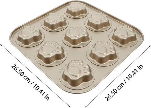 Luxshiny Round Cake Pans Muffin Pan, 9 Cup Cat Paw Shaped Non-stick Cupcake Baking Pan