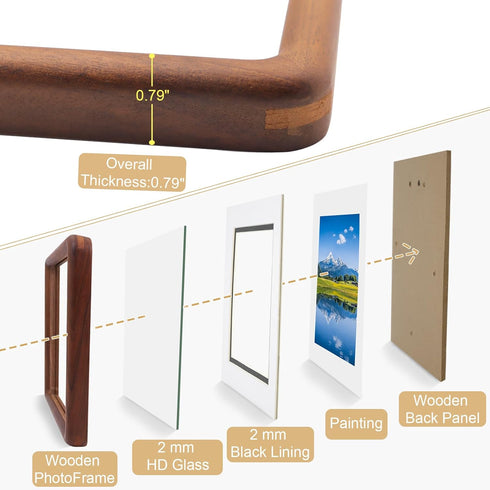 WILTYAPF 88 6x6 8x8 Walnut Solid Wood Small Picture Frames With HD Glass, Square Frame With Mat For Picture or Picture