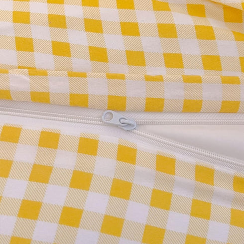 Set Cover(2PCS,Twin) NSNLGSGC Yellow Gingham Duvet Cover Twin, Grid Simple Geometric Square Pattern Comforter