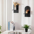 Set 2 Black Boho Candle Sconces Decor: of Wood Mid-Century Wall Candle Holder for Hallway Fireplace Bedroom - Arch Wall