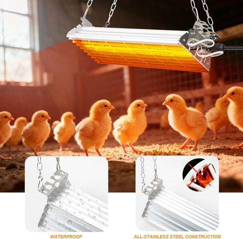 600W 15 Safe Chicken Coop Heater with Adjustable Thermostat, for Winter Chicken Warmth in Sq Ft Coops, Waterproof
