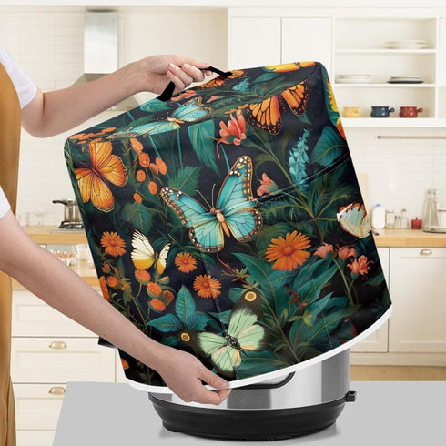 Colorful Butterfly Grass Pressure Cooker Cover, Dust-Proof Kitchen Appliance Cover for 3 Quart Instant Pot