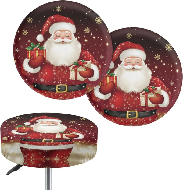 gearider Christmas Stool Cushion Covers Round Set of 2 Santa Claus Soft Stool
