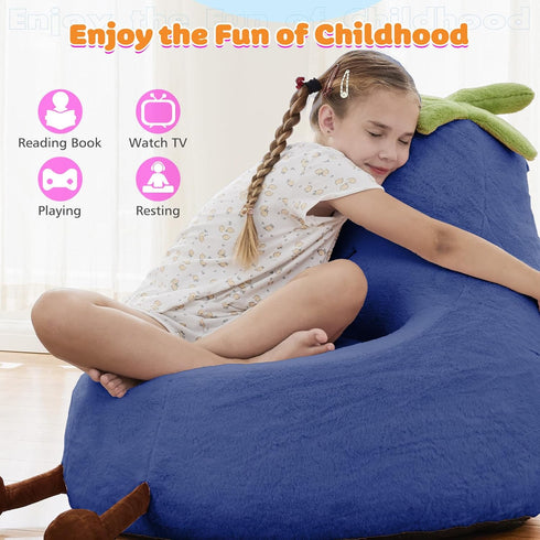 4-12 31 Inch, DUMOS Kids Bean Bag Chair, Stuffed Toddler Couch with Faux Rabbit Fur Cover for Teens & Kids, Comfy Lazy