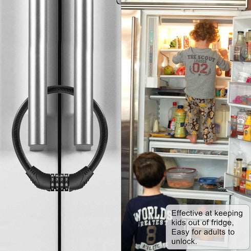 2 Pack Refrigerator Lock, Upgraded 4 Digit Fridge Lock for French-Door Refrigerators, Easy to Set