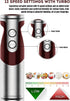 MegaWise Pro Titanium Reinforced 3-in-1 Immersion Corded Hand Blender, 12-Speed with Whisk and Milk Frother (3-in-1 Red)