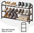 kiplant Closet, 3-Tier Closet Shoe Rack for Expandable Shoe Organizer, Metal Adjustable Black Shoe Shelf Storage