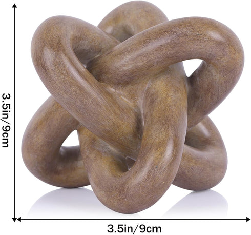 DOVDOV Wood-Toned Knot Sculpture, Triple-Knot Statue, Wood-Toned Home Decor, Ideal for accenting Rustic-Style Coffee