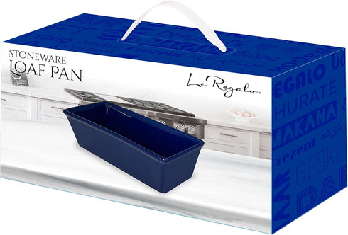 Stoneware Loaf Pan, Overall Dimensions 10" x 5" x 3.25", Deep Blue