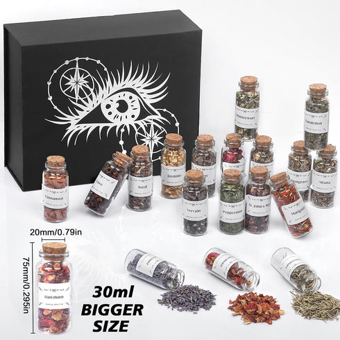 HNSHAG 18pack Witchcraft Supplies Herbs and Flowers Kit, Bigger Size Dried Herb for Witchy Beginners, Witchcraft Altar