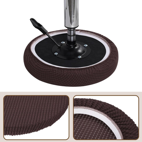 UXCell Round Bar Stool Covers with Elastic Bands - Brown Seat Cushions for Chairs