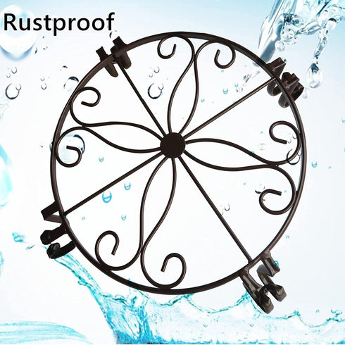 2 Pack 12" Plant Stands, Heavy Duty Rustproof Metal Plant Holders for Indoor and Outdoor Use, Wrought Iron Round Flower
