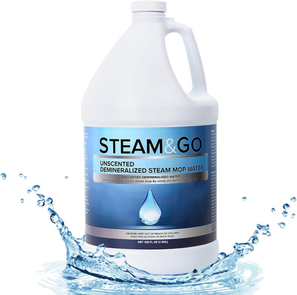 Steam and Go Unscented Water - Demineralized Cleaning Solution for Steam Mop, Multi-Surface Floor Cleaner