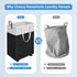 HomeHacks Large Rolling Laundry Hamper, Collapsible Waterproof Basket on Wheels for Bathroom, Bedroom & Dorm (Black)