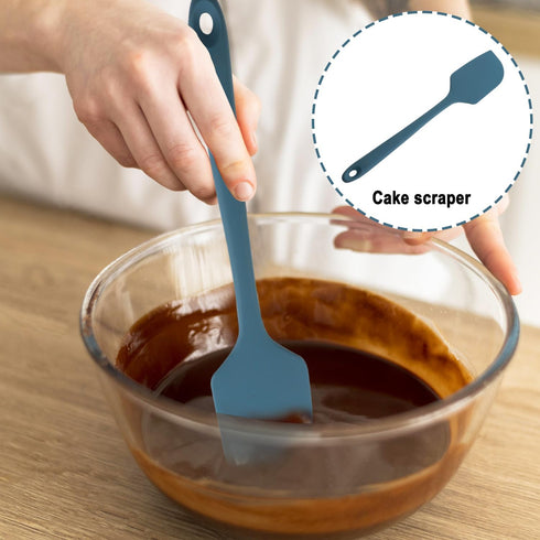 Silicone Spatula Set, 5-Piece Heat Resistant Food Scraper, Perfect for Cooking & Baking (Gray-blue)