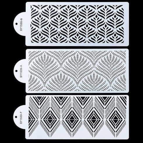 RAYNAG 3 Pcs Cake Decorating Stencils Mold, Plastic Templates for Cookie Fondant Dessert Decorating