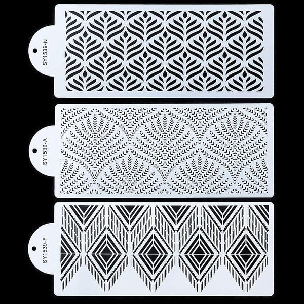 RAYNAG 3 Pcs Cake Decorating Stencils Mold, Plastic Templates for Cookie Fondant Dessert Decorating