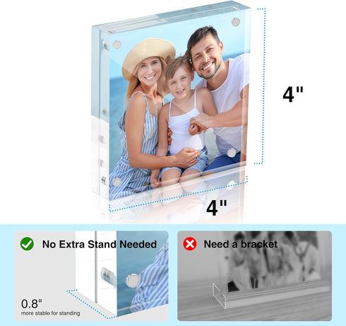 4x4, 1 Pack 4 4 4x 4 4x4 HOUSE DAY Acrylic Picture Frames Magnetic x Picture Frame, Double Sided Clear Photo Frame