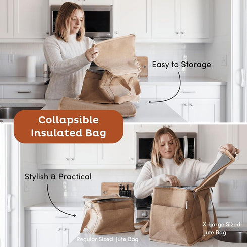 Frozen Nook Theory Reusable Insulated Grocery Bag - Leak Proof, X Large Cooler Bag - Insulated Shopping Bags