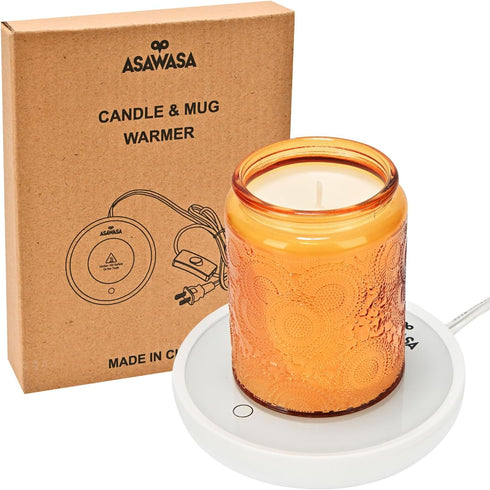 2PCS ASAWASA Smart Candle Warmer for Large Jar, Coffee Mug Warmers, with Gravity Switch Auto Shut-On/Off, Safely