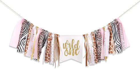 LINGANA Wild One High Chair Banner - Cheetah 1st Birthday Decorations,Wild Animal Print
