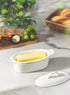 Butter Dish with Lid for Countertop, Porcelain White, 3pcs Large Butter Keeper Container for Daily Storage