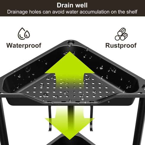 Orimade Rustproof 4 Tier Floor Standing Corner Shower Caddy Organizer - Plastic Metal Splicing Shelf Rack for Bathroom
