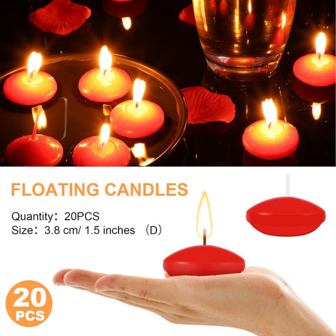 Nuanchu 20 Pcs Floating Candles - 1.5 Inch Small Unscented Floating Candles for Wedding Party, Thanksgiving, Halloween,