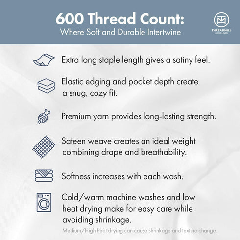 Threadmill Home Linen Luxury King Size Pillow Cases, 100% Natural Cotton 600 Thread Count, 2 Piece Damask Stripe Beige
