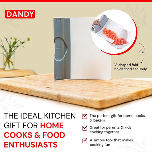 DANDY ScooperDuper - Multi-Purpose Folding Food Mover, Dough Scraper Tool for Cutting Board and Chef’s Knife