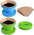 Abnaok Set of 2 Collapsible Pour Over Coffee Dripper, Silicone Reusable Cone Filter Holder with 40Pcs Paper Filters for