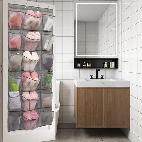 Over The Door Hanging Shoe Rack Organizer - 18 Pockets with 6 Extra Large Mesh Pockets for Shoe Holder Storage