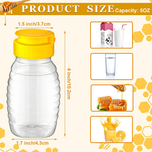 32 5 oz Hoolerry Pieces Clear Plastic Honey Bottles Squeeze Honey Containers Jars Empty Refillable Honey Holder