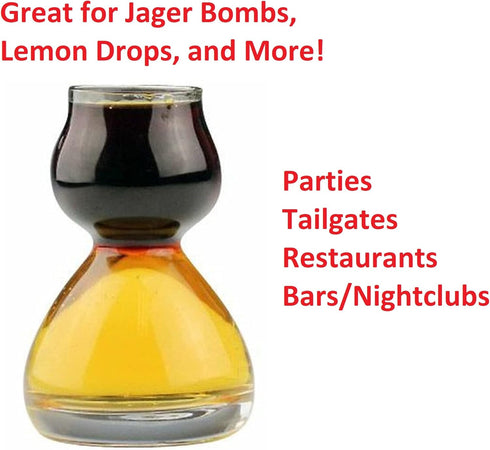 Double Bubble Layered Shot Glass, Chaser Shot Glass Jigger for Smooth Tasty Shots, Set of 2