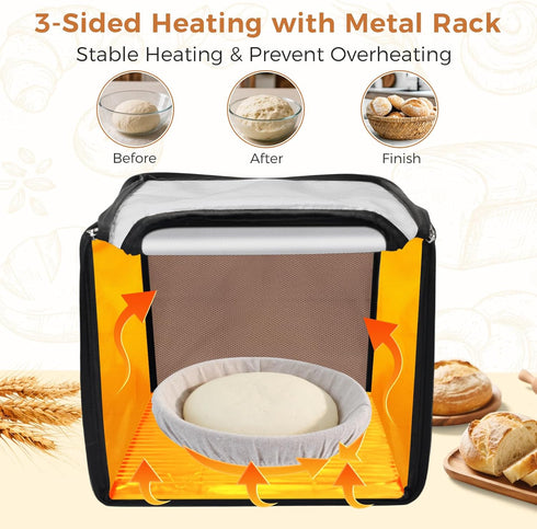 65-125 25-Timer Homelove Folding Bread Proofing Box - Fabric Dough Proofer with Temp Control & Options, Sourdough