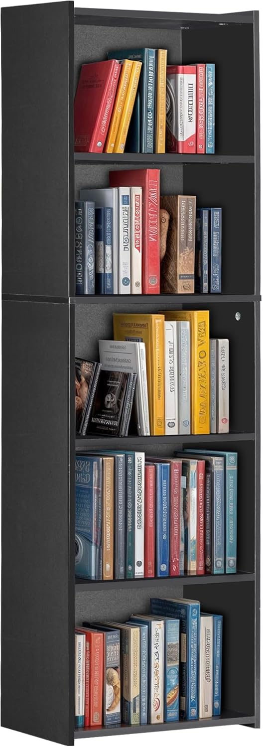 ZENY 5-Tier Shelf Bookcase, Freestanding Wood Storage Display Open Bookshelf for Home