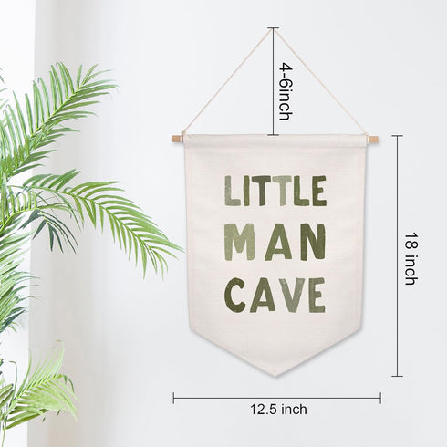 ZEARPT Little Man Cave Pennant Flag Banner, Toddler Boy Room Decor & Playroom Essentials, Baby Boy Nursery Hanging