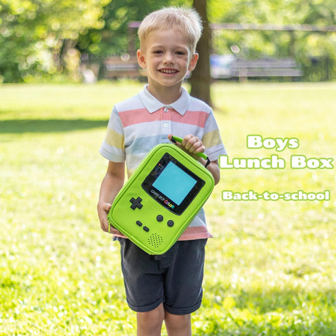 ONTESY Game Lunch Box - Leather Reusable Lunch Bag for Boys Girls Kids, Waterproof Thermal Insulated