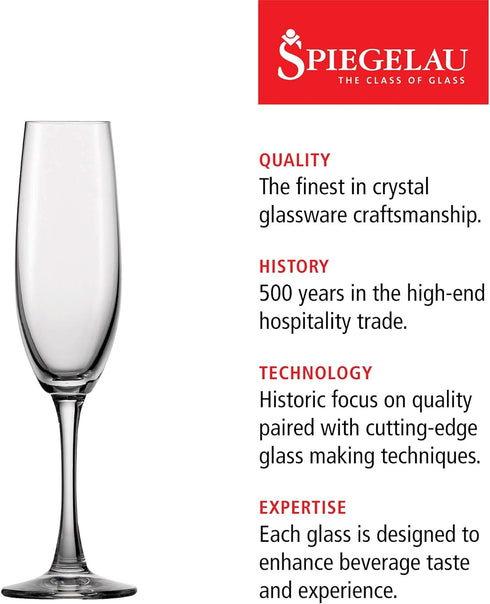 Spiegelau Wine Lovers Champagne Glasses, Set of 4, 6.7 oz, European-Made Crystal