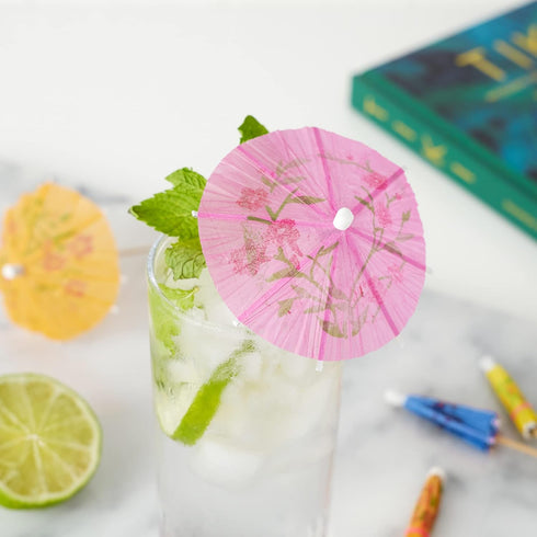 True Umbrella Appetizer Picks - Mini Umbrella Toothpicks, Multicolor, Wood, Set of 12