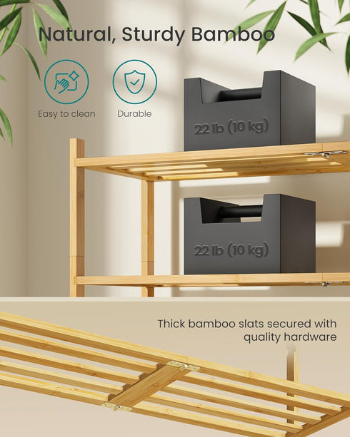 Closet, 3-Tier, 12-16 ULBS053YL01 SONGMICS Bamboo Shoe Rack for Stackable Shoe Oragnizer with Modular Structure